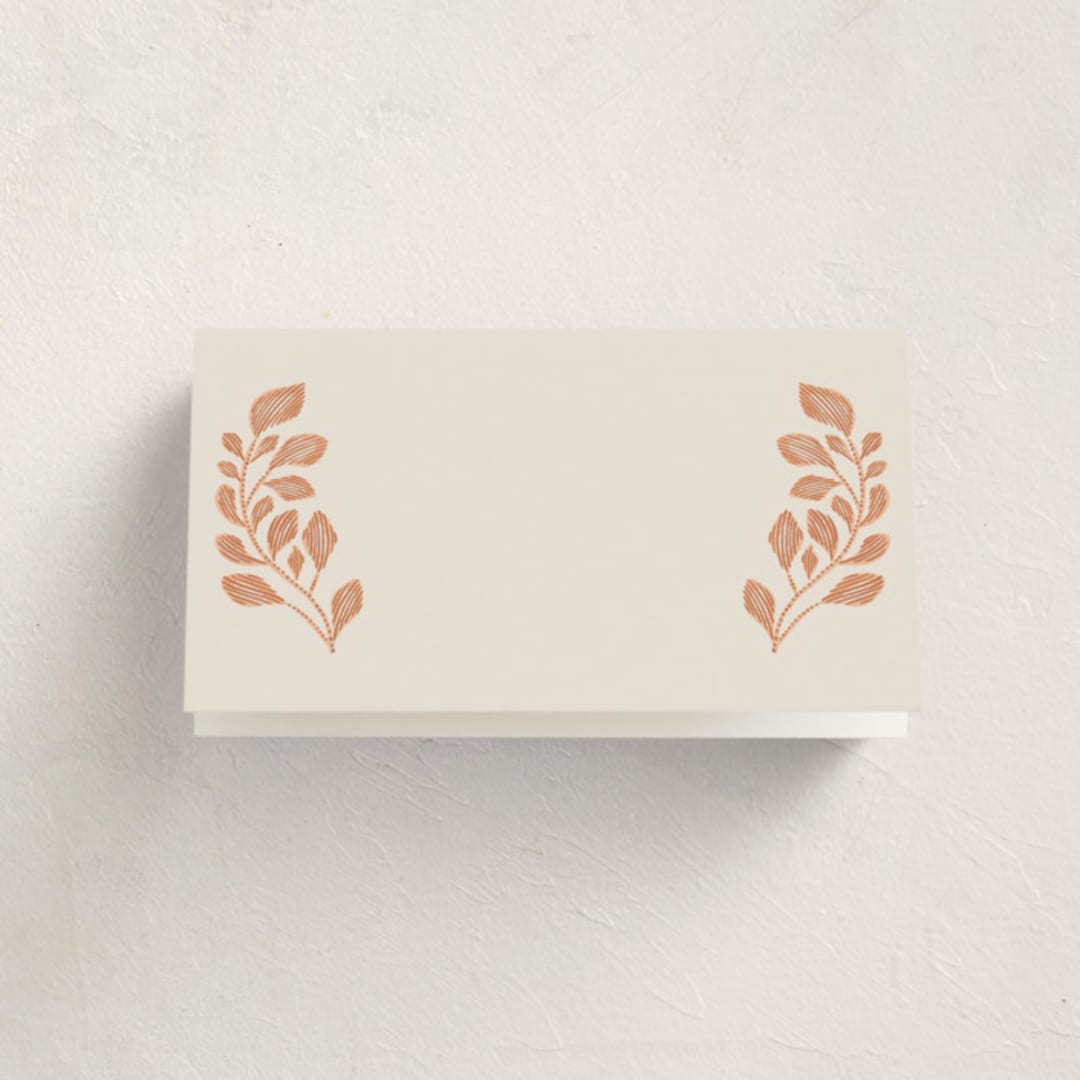 "Embroidered" - Fill-in Place Cards in Peach Fuzz by Jen Owens - Blank Front