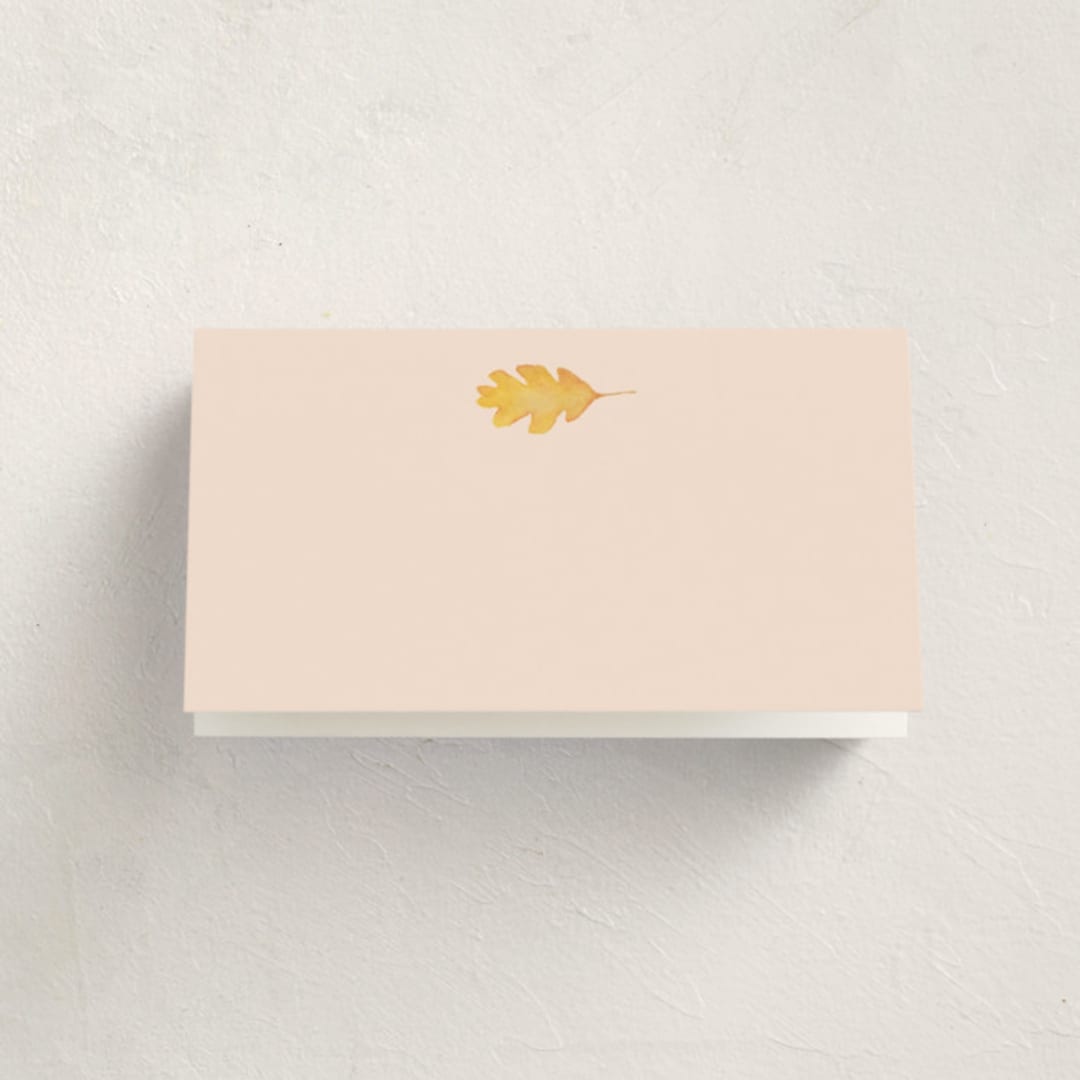 "Single Leaf" - Fill-in Place Cards in Oat by Orasie - Blank Front