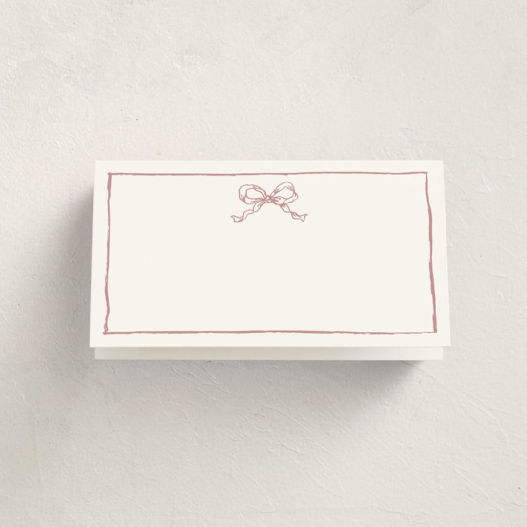 "ribbon bow drawing" - Fill-in Place Cards in Dusty Pink by Cass Loh - Blank Front
