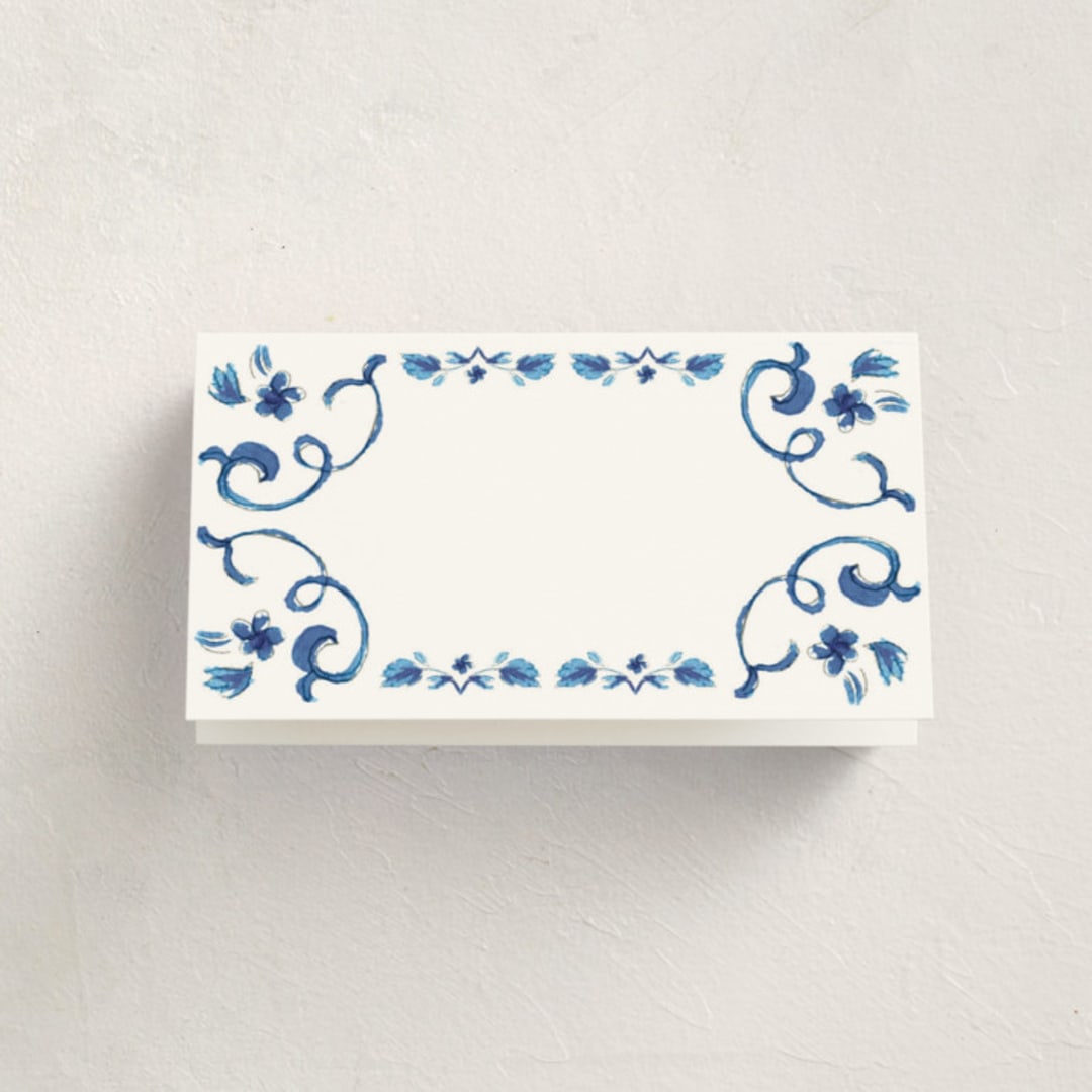 "Amalfi Coast" - Fill-in Place Cards in Cerulean by Jenna Holcomb - Blank Front