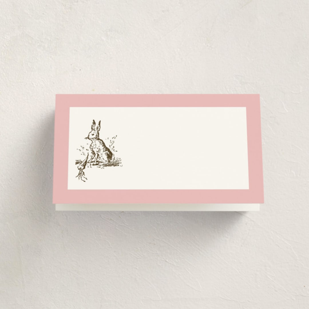 "Classic Bunny" - Fill-in Place Cards in Blush by Megan Davis - Blank Front
