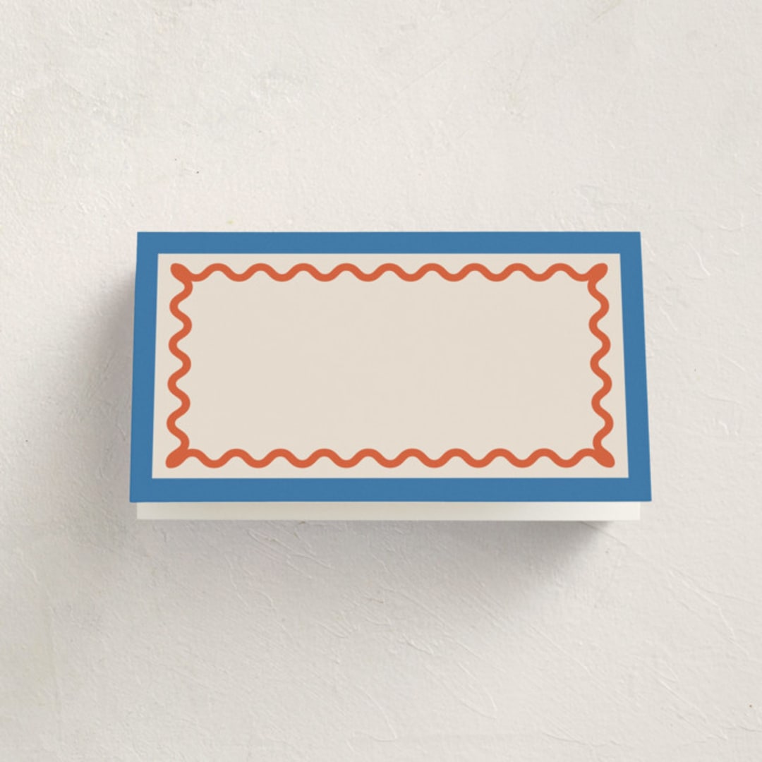 "Party Squiggle" - Fill-in Place Cards in Papaya by Blustery August - Blank Front