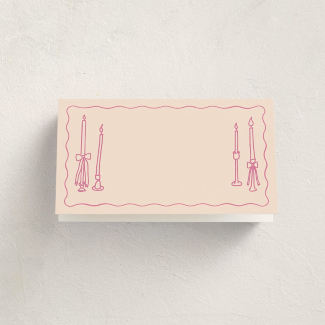 "candlesticks" - Fill-in Place Cards in Bubblegum by Ellen Schlegelmilch - Blank Front