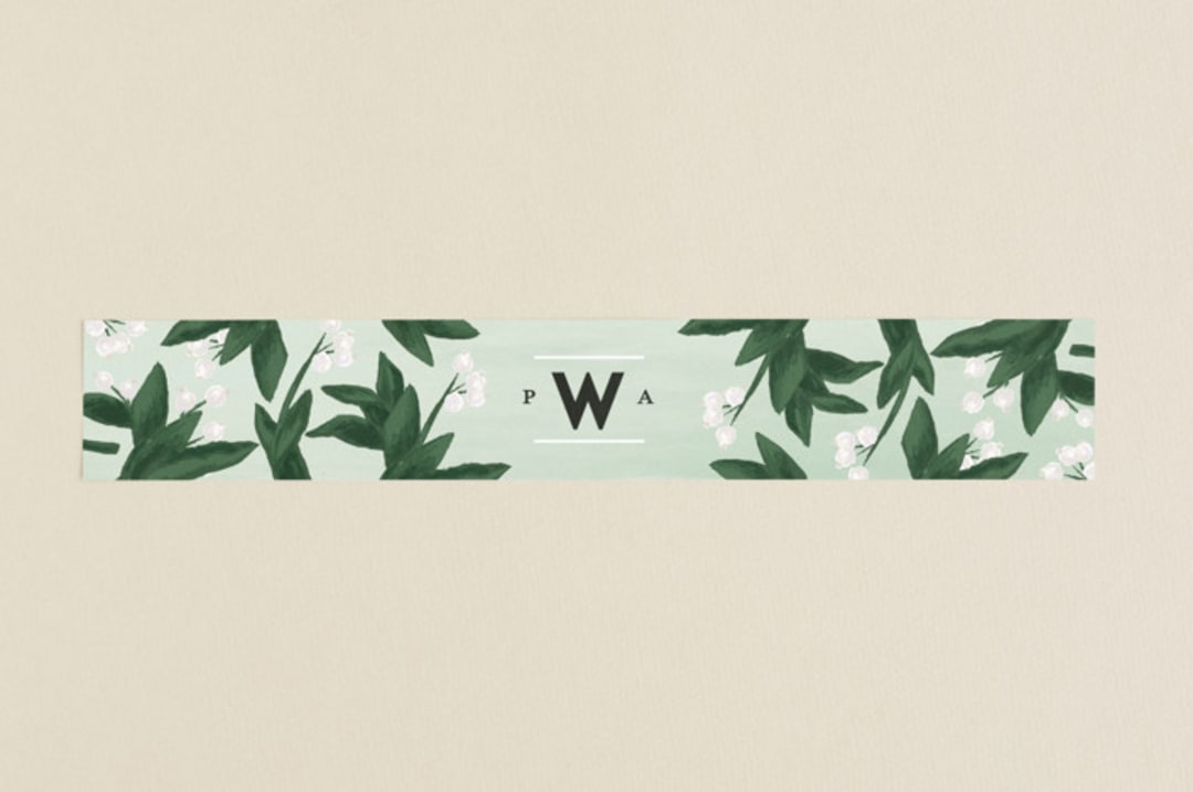 "Botanical Name Plate" - Belly Bands in Sage by Shiny Penny Studio - Assembled with Invitation