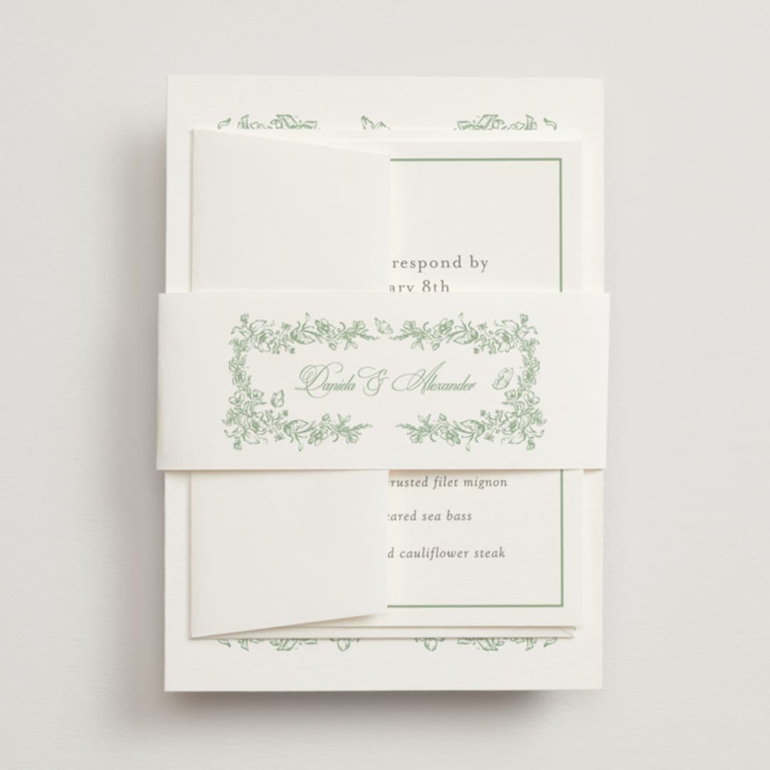 "Romantic Garden" - Belly Bands in Mint by Melinda Denison - Front