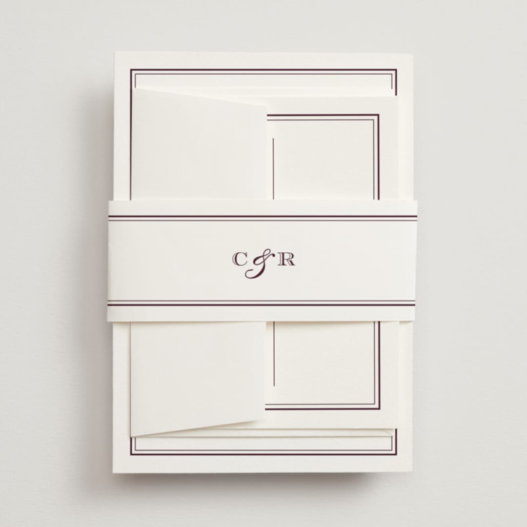 "Engraved names" - Belly Bands in Burgundy by Stacey Meacham - Front