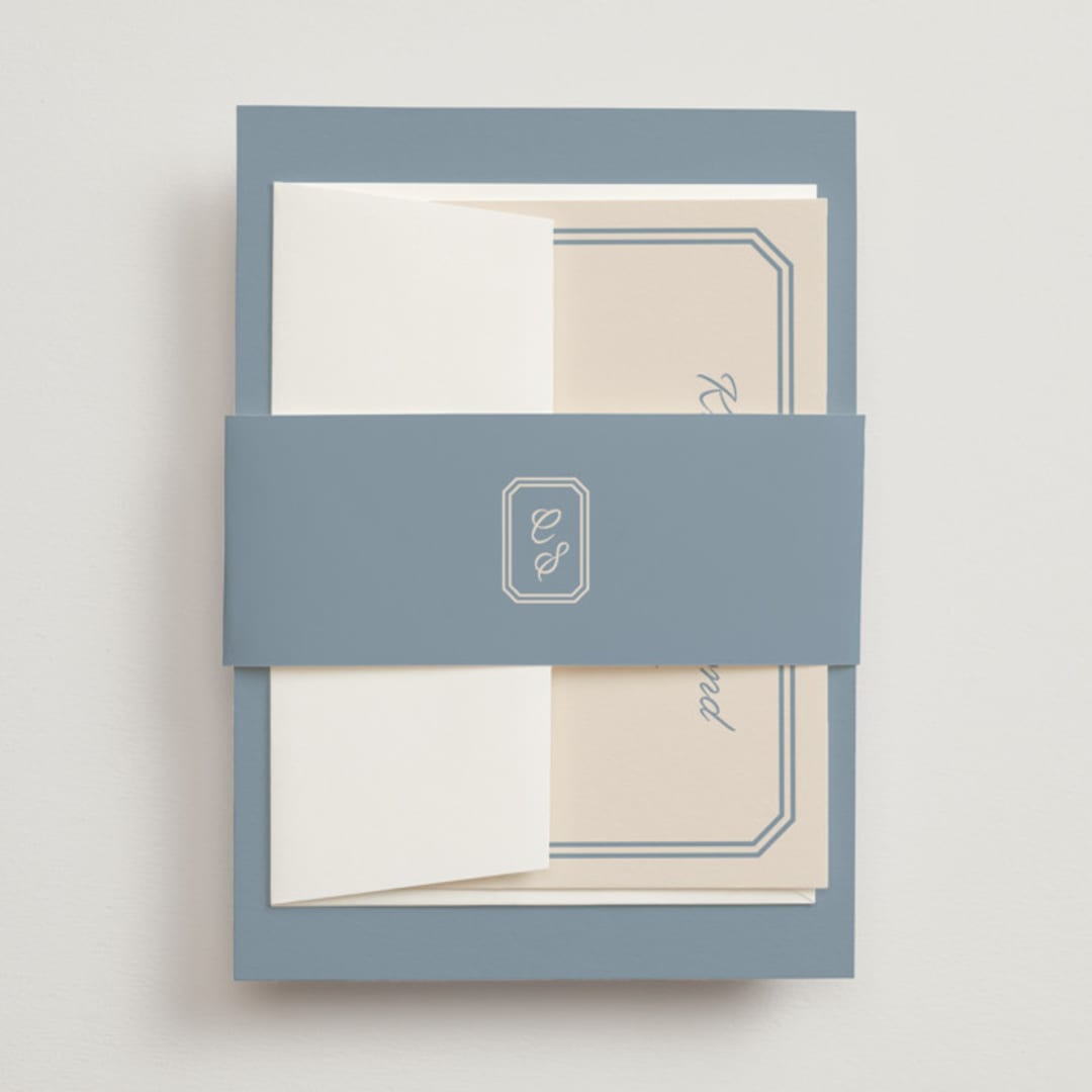 "Bevel Monogram" - Belly Bands in French Blue by Carolyn MacLaren - Front