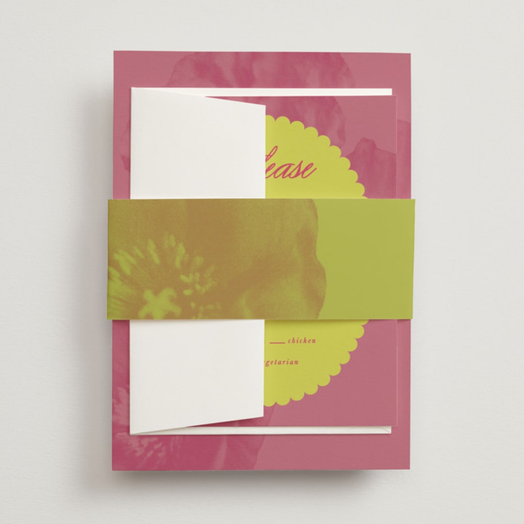 "Maximalist Poppies" - Belly Bands in Flamingo by Morgan Kendall - Front