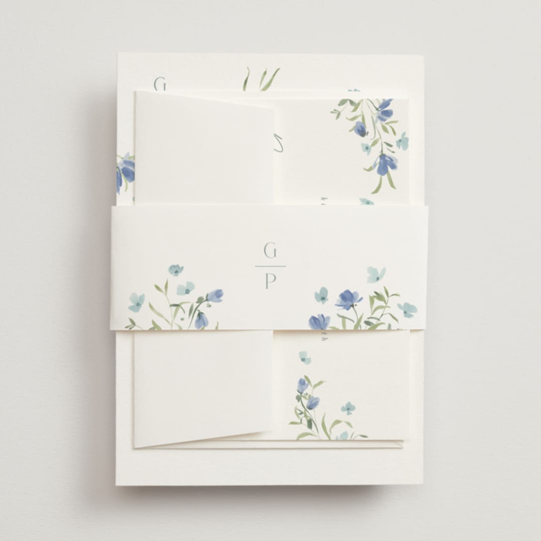 "Sweeping Meadow" - Belly Bands in Aquamarine by Everett Paper Goods - Front