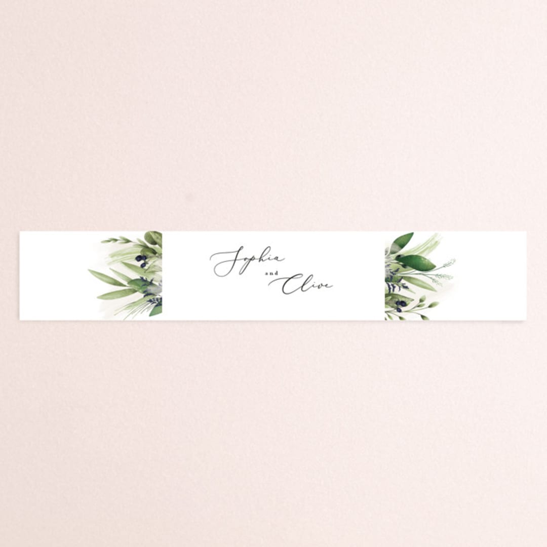 "Greenery Banner" - Belly Bands in Navy by Susan Moyal - Assembled with Invitation