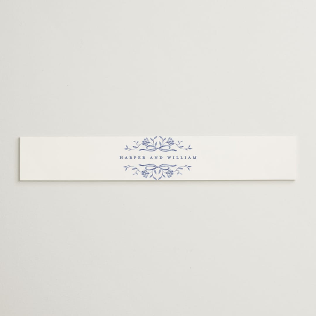 "Daisy Toile" - Belly Bands in Blue Willow by Susan Zinader - Assembled with Invitation