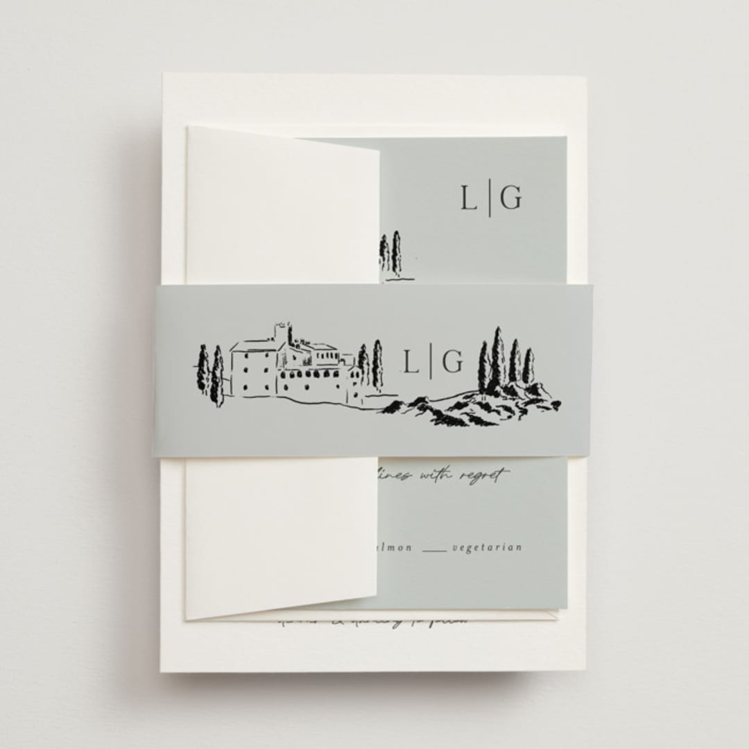 "Countryside Villa" - Belly Bands in Noir by Shiny Penny Studio - Front