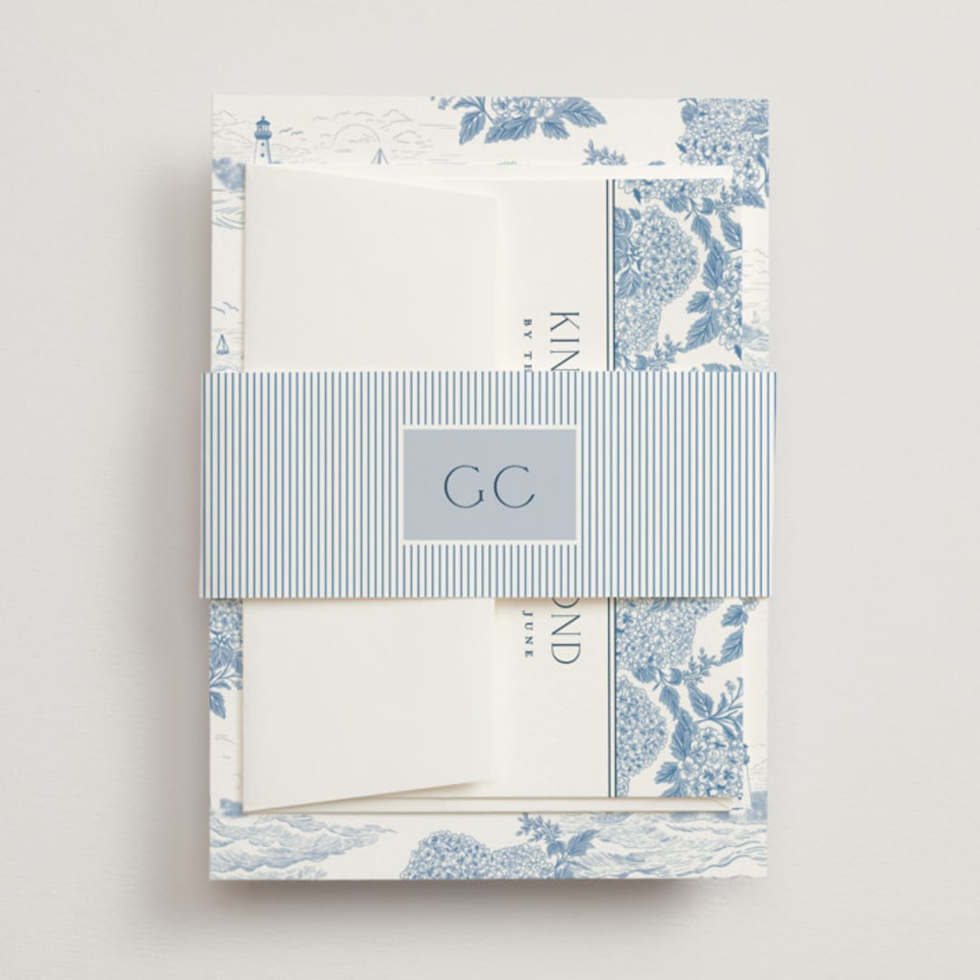 "Coastal Toile" - Belly Bands in Sea by Jenna Holcomb - Front