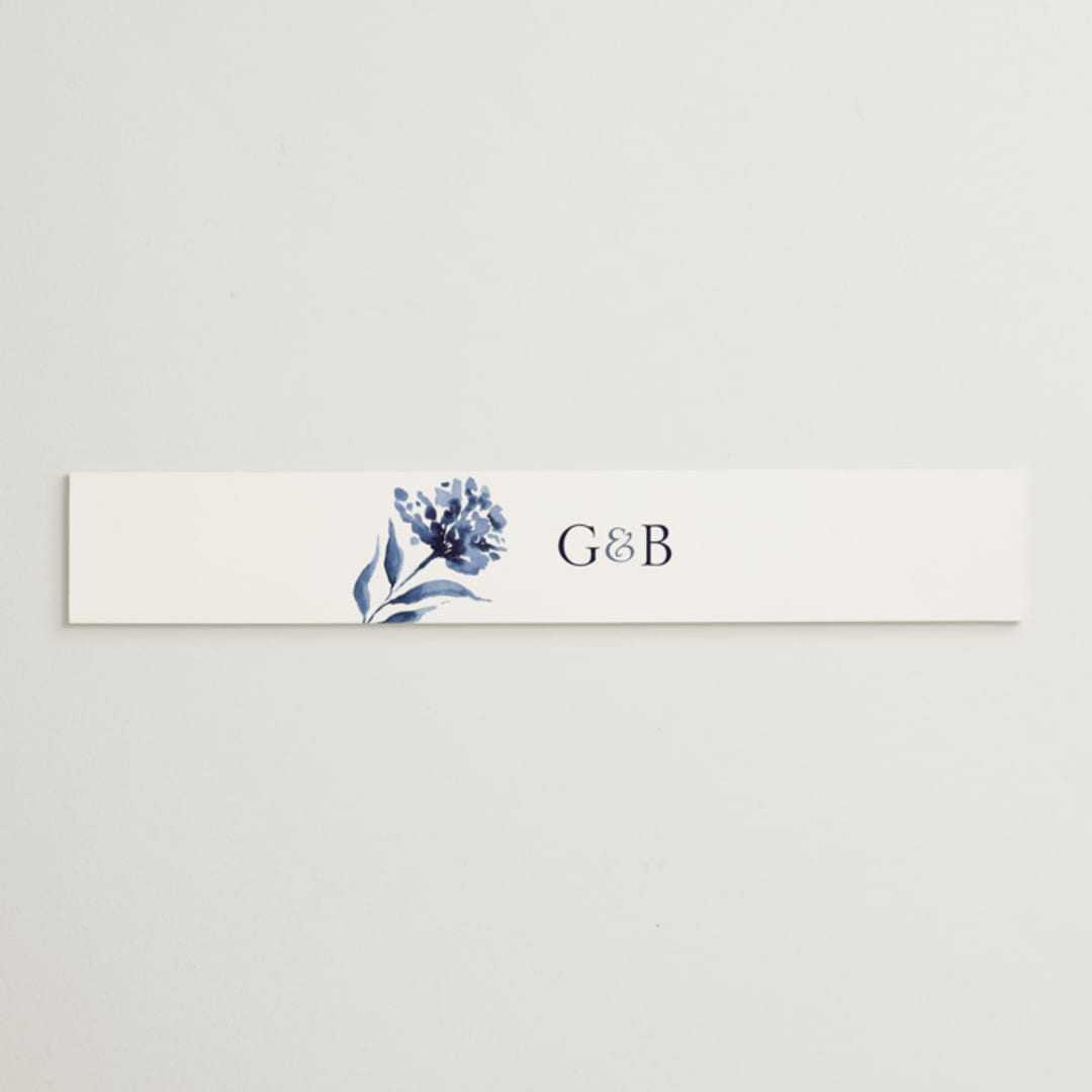 "A Wedding Watercolor" - Belly Bands in Cornflower by Chris Griffith - Assembled with Invitation