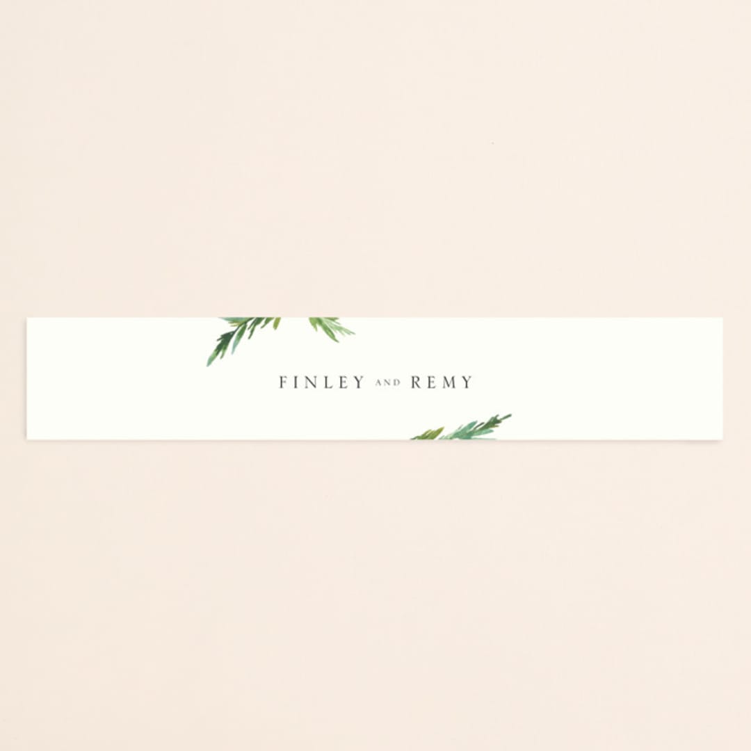 "Simple Pine Branches" - Belly Bands in Vanilla by Mere Paper - Assembled with Invitation