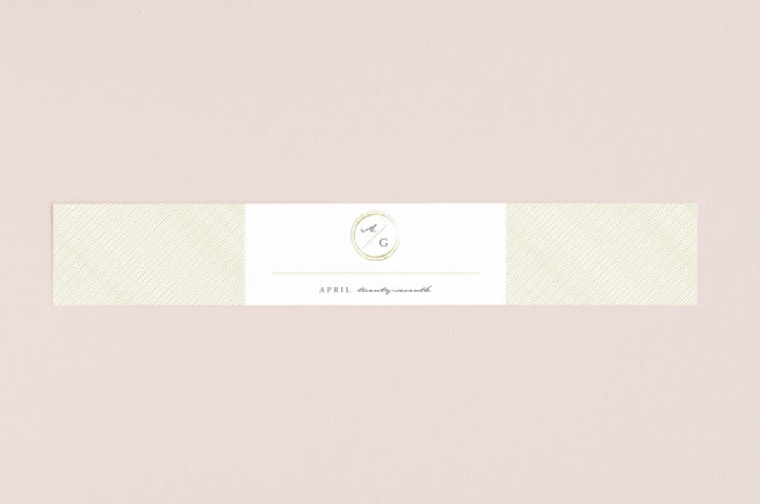 "Monogram Circle Stamp" - Belly Bands in Antique White by fatfatin - Assembled with Invitation