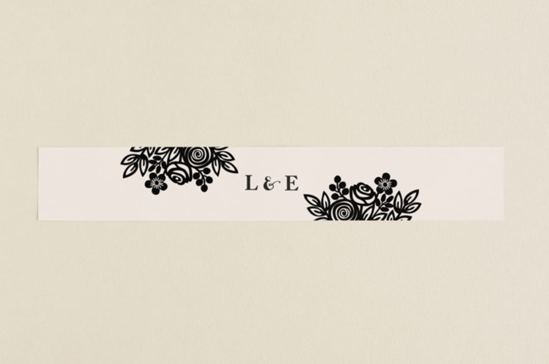 "Modern Floral Frame" - Belly Bands in Champagne by Faith Harlow - Assembled with Invitation
