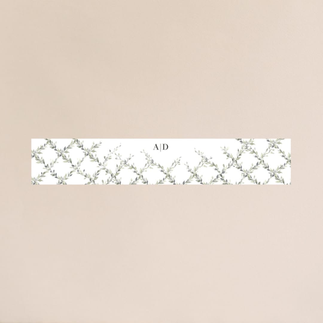 "Watercolor Wreath" - Belly Bands in Linen by Katrina Crouch - Assembled with Invitation