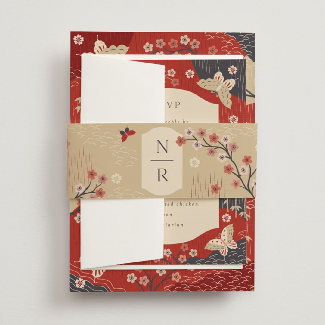 "Japanese Textile" - Belly Bands in Rose by Jennifer Holbrook - Front