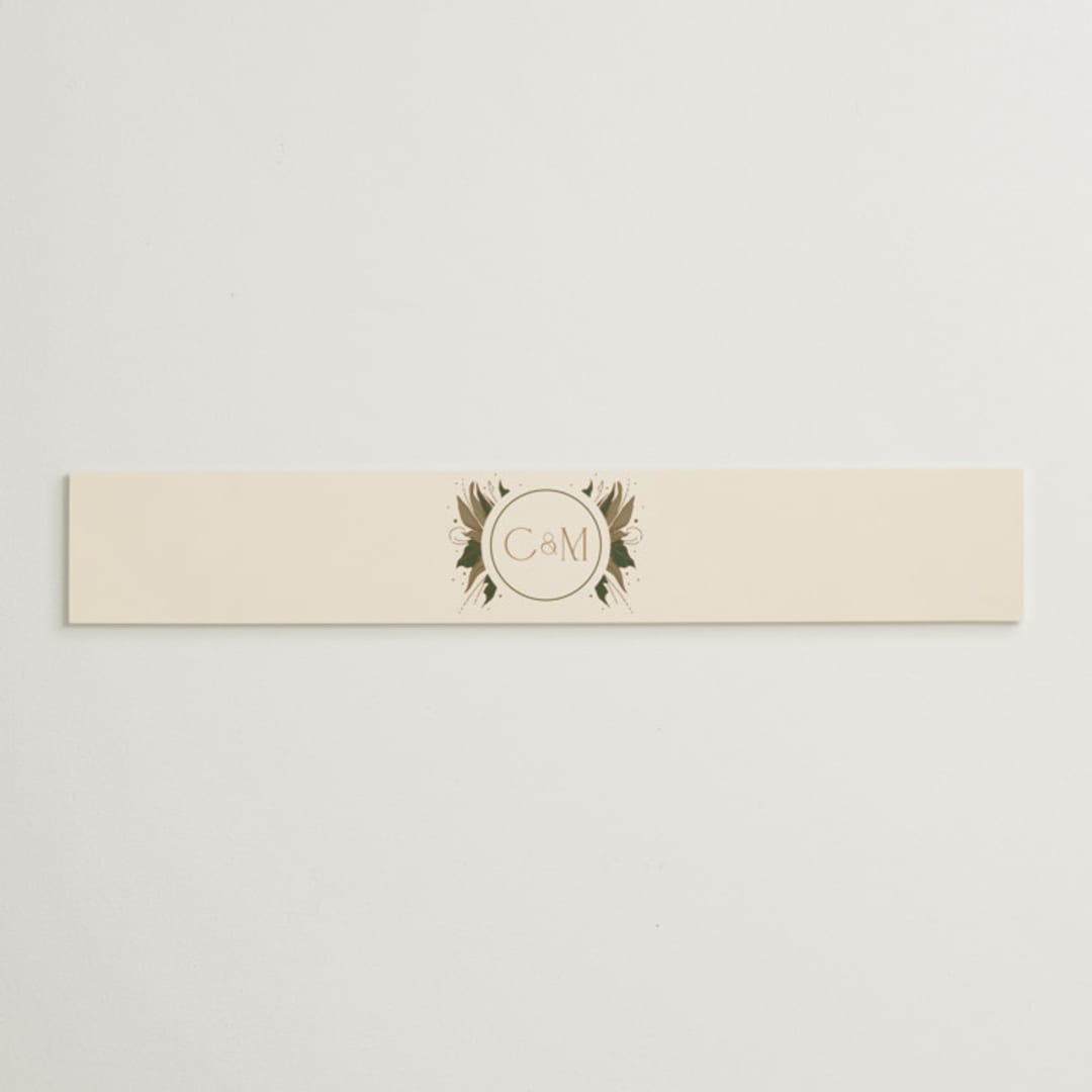 "Elegant Leaves" - Belly Bands in Slate by GeekInk Design - Assembled with Invitation
