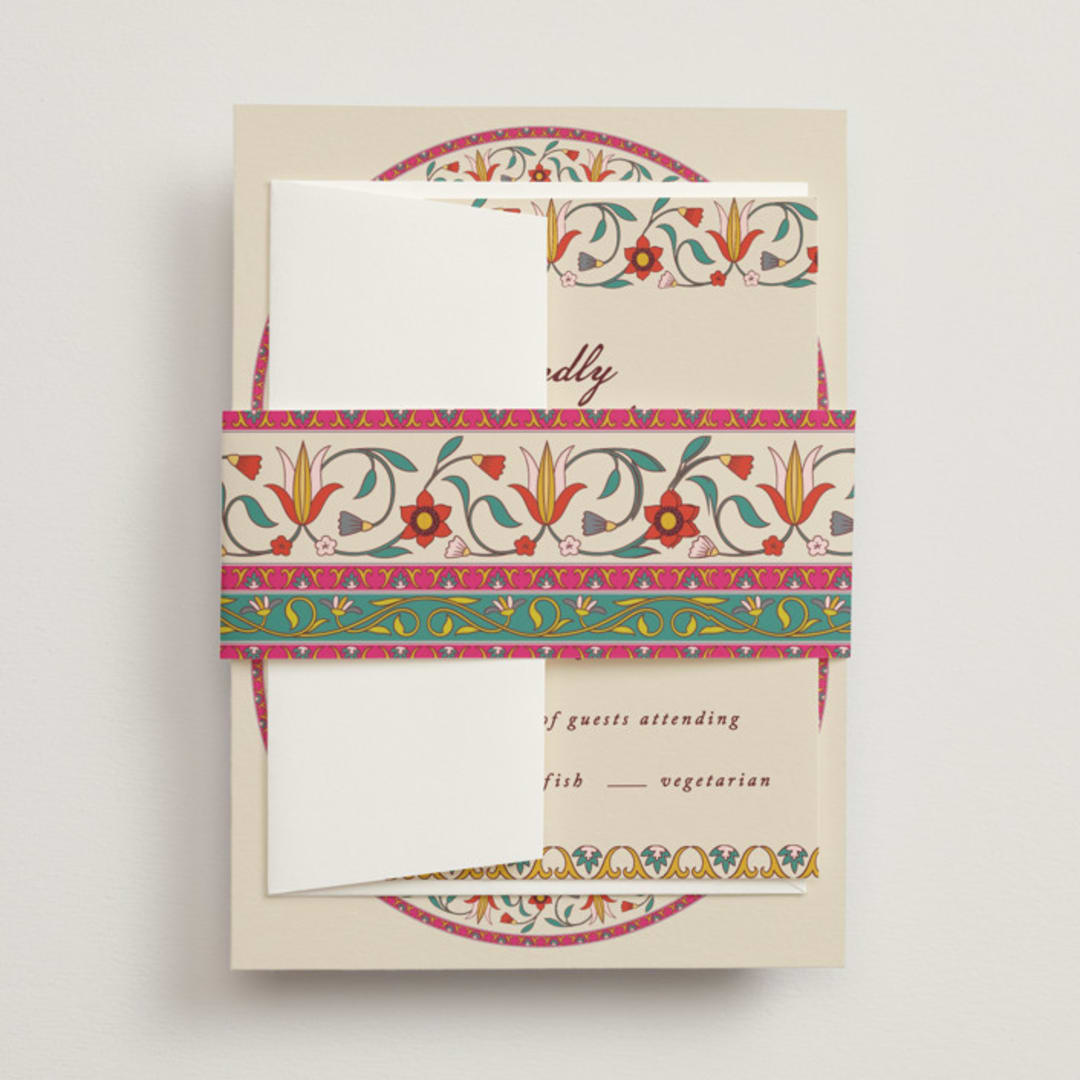 "Mughal Gardens" - Belly Bands in Ivory by Sherley Ferreira - Front
