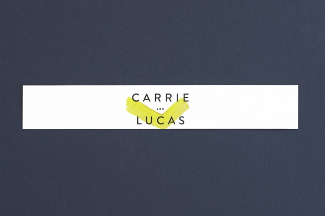 "Painted Chevrons" - Belly Bands in Lemon Drop by Hooray Creative - Assembled with Invitation