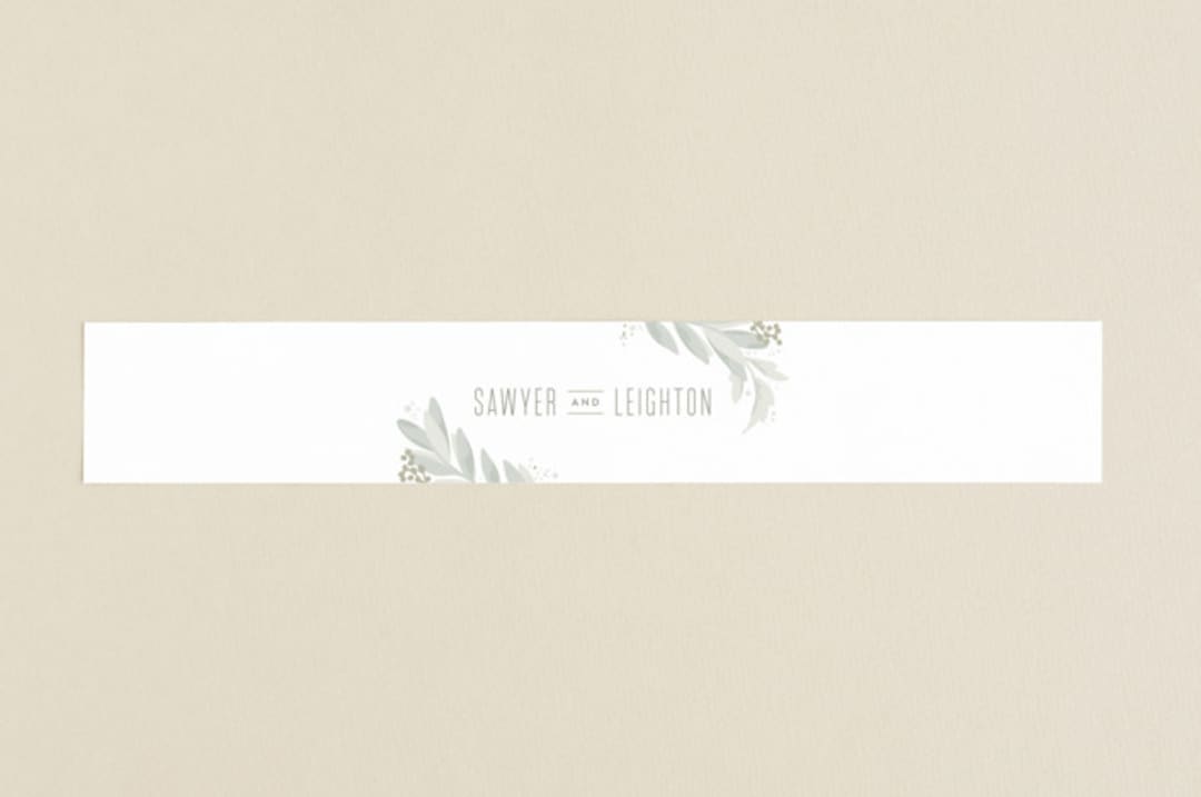 "Modern Wreath" - Belly Bands in Sage by Hooray Creative - Assembled with Invitation