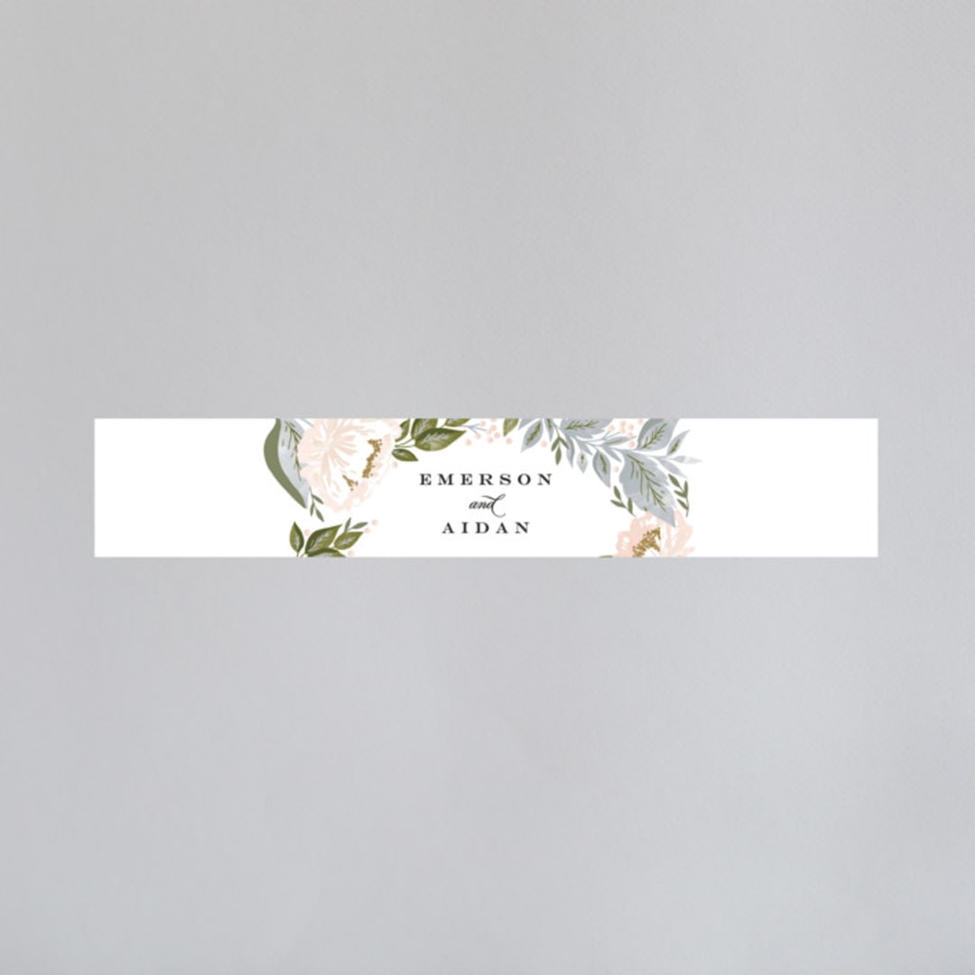 "Peony Floral Frame" - Belly Bands in Cornflower by Alethea and Ruth - Assembled with Invitation