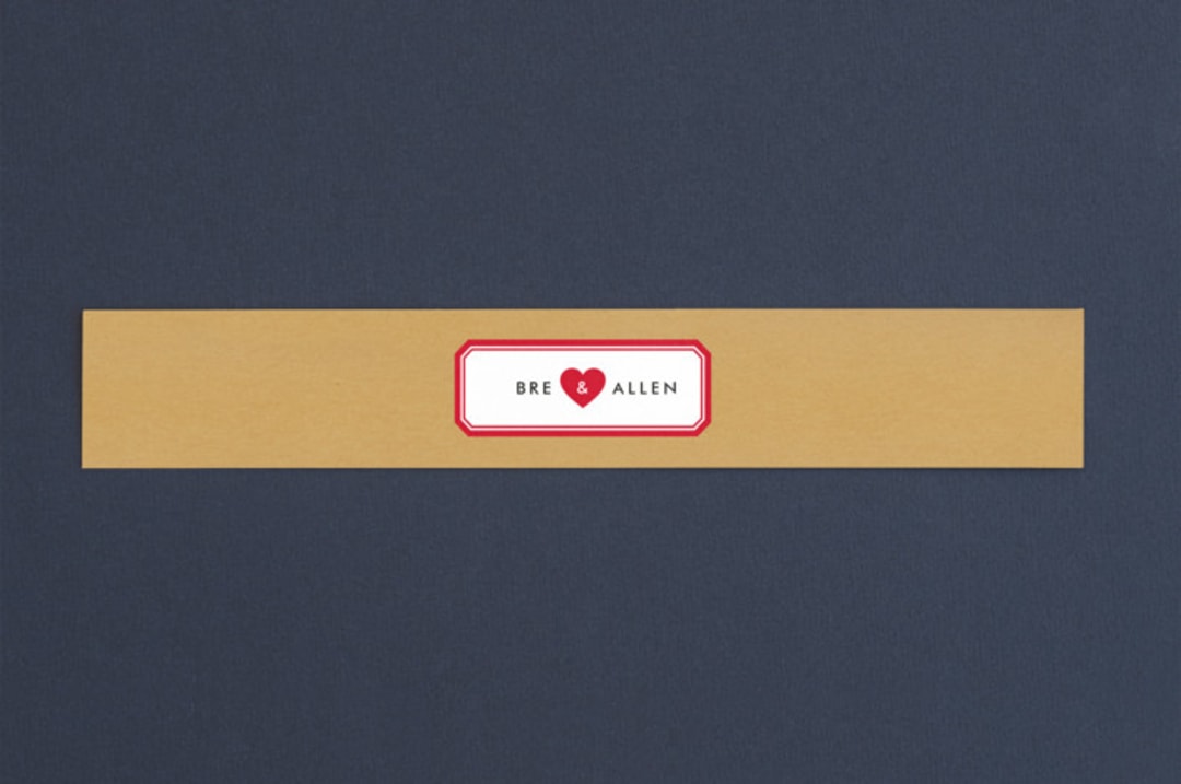 "Textbook Love Story" - Belly Bands in Kraft by root beer float - Assembled with Invitation