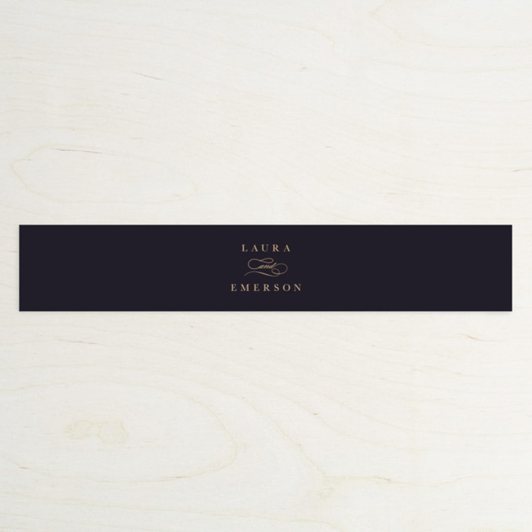 "Monogram a la Mode" - Belly Bands in Midnight by Hooray Creative - Assembled with Invitation