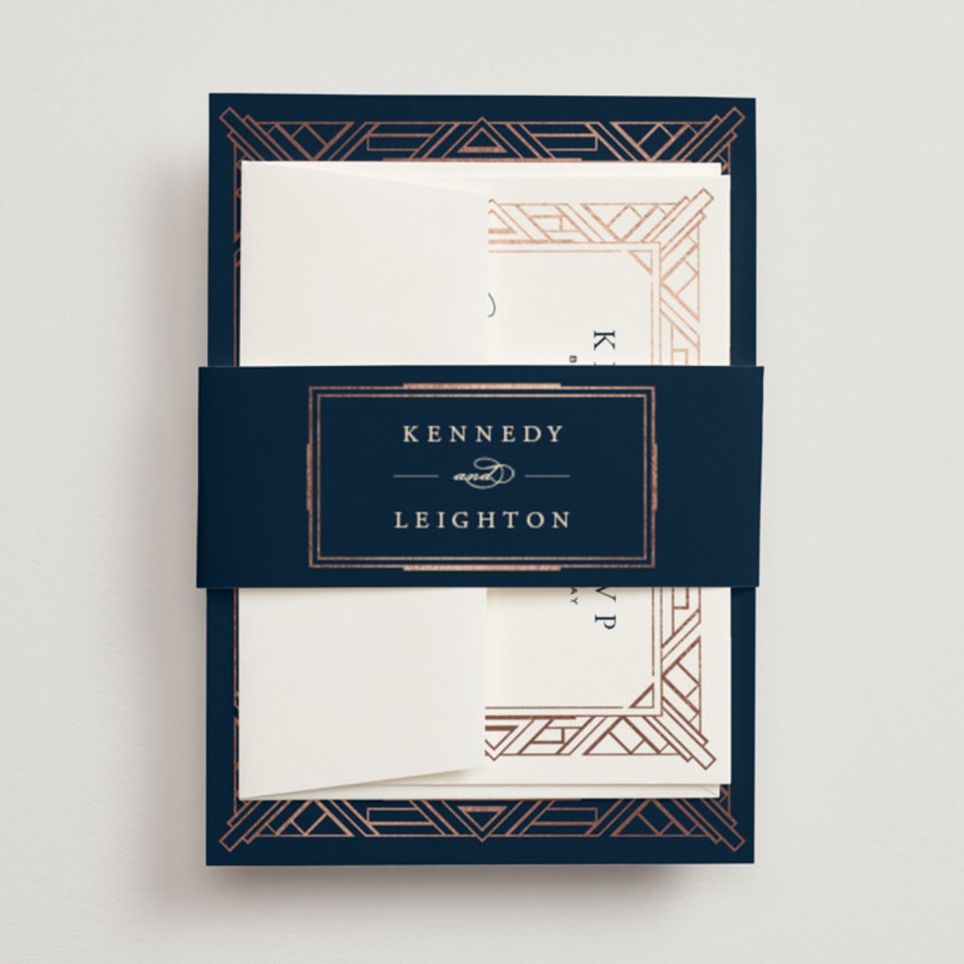 "Opulent Border" - Belly Bands in Dark Navy by Hooray Creative - Front