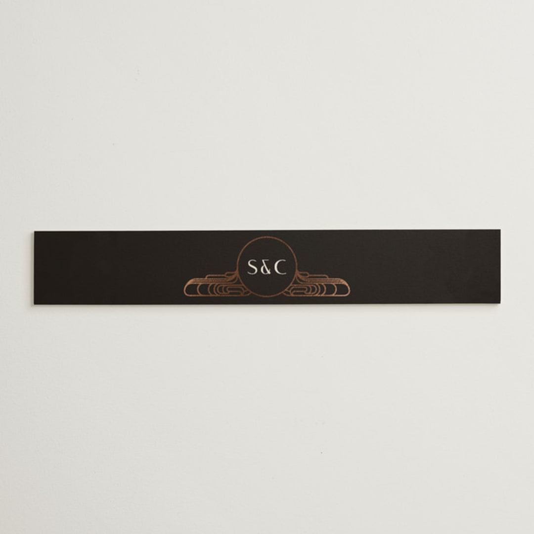 "Geometric Deco" - Belly Bands in Midnight by GeekInk Design - Assembled with Invitation