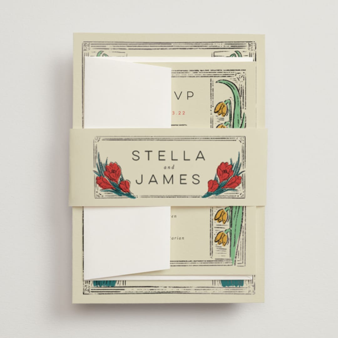 "Deco Spring Florals" - Belly Bands in Birch by Shiny Penny Studio - Front