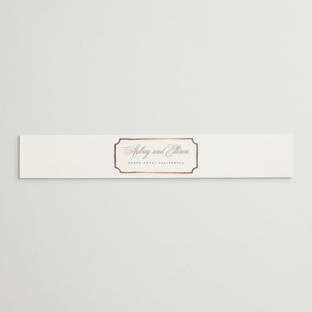 "Monogram in Leaves" - Belly Bands in Pearl by Leah Bisch - Assembled with Invitation