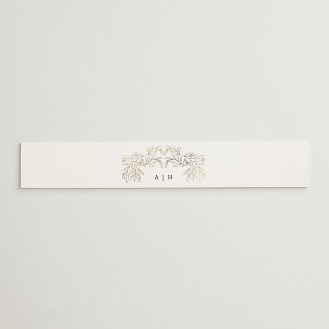 "Foil Botanical Frame" - Belly Bands in Taupe by Hannah Williams - Assembled with Invitation