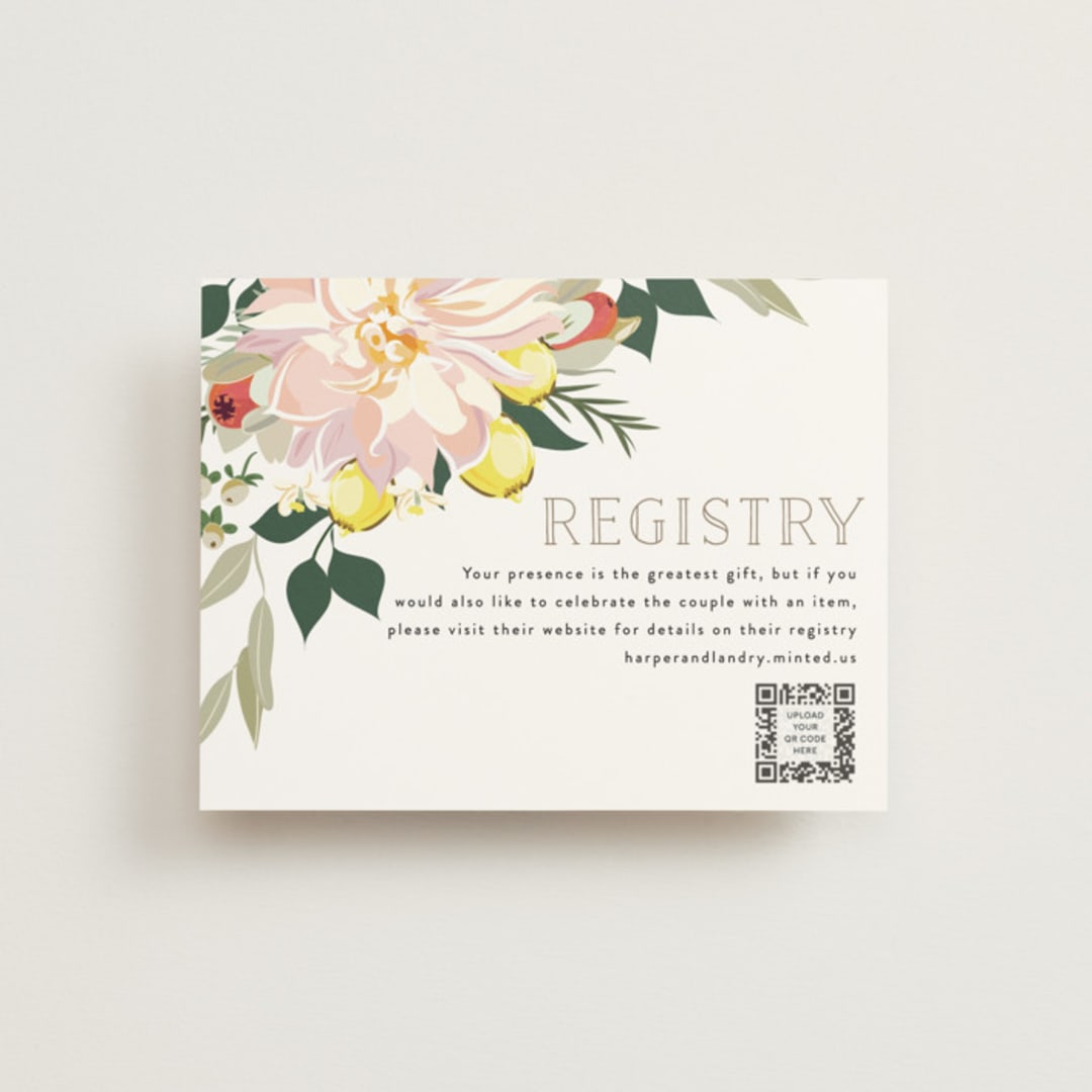 "Spring Blooms" - Bridal Shower Insert Cards in Blush by Susan Moyal - Front