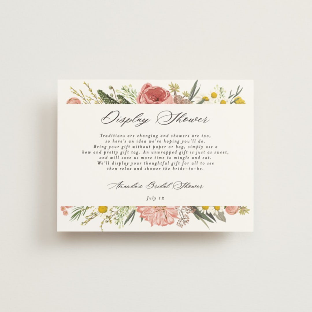 "Organic Florals" - Bridal Shower Insert Cards in Blush by Susan Moyal - Front