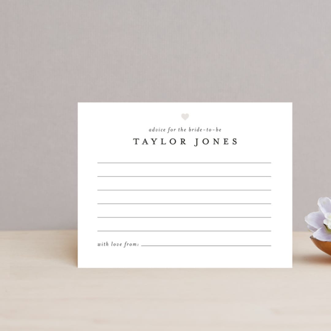 "Classic Advice" - Bridal Shower Insert Cards in Snow by Minted - Front