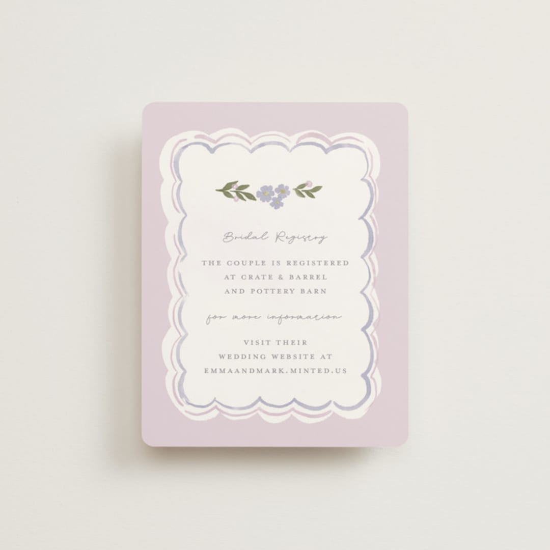 "pretty little floral" - Bridal Shower Insert Cards in Lilac by Rebecca Durflinger - Front
