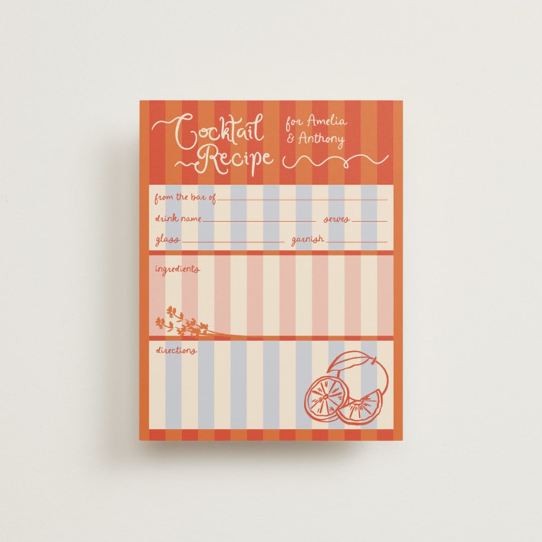 "Spritz" - Bridal Shower Insert Cards in Citrus by Jenna Holcomb - Front