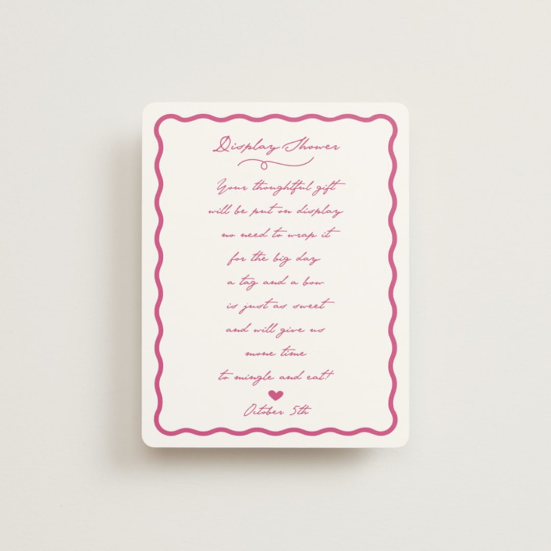 "Le Cake" - Bridal Shower Insert Cards in Azalea by Tina Faselli - Front