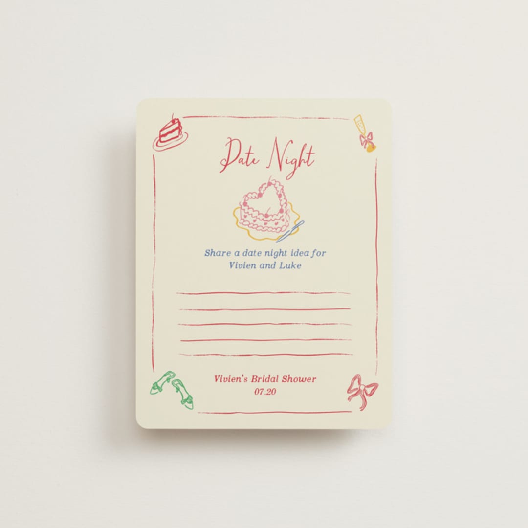 "Heights of Love" - Bridal Shower Insert Cards in Fruitcake by Sarah Rosenthal - Front