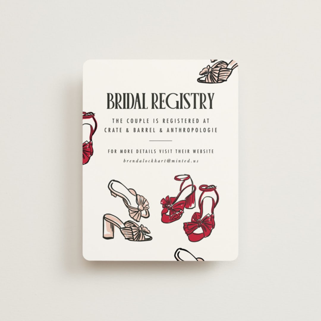 "Maraschino" - Bridal Shower Insert Cards in Cherry by Nazia Hyder - Front