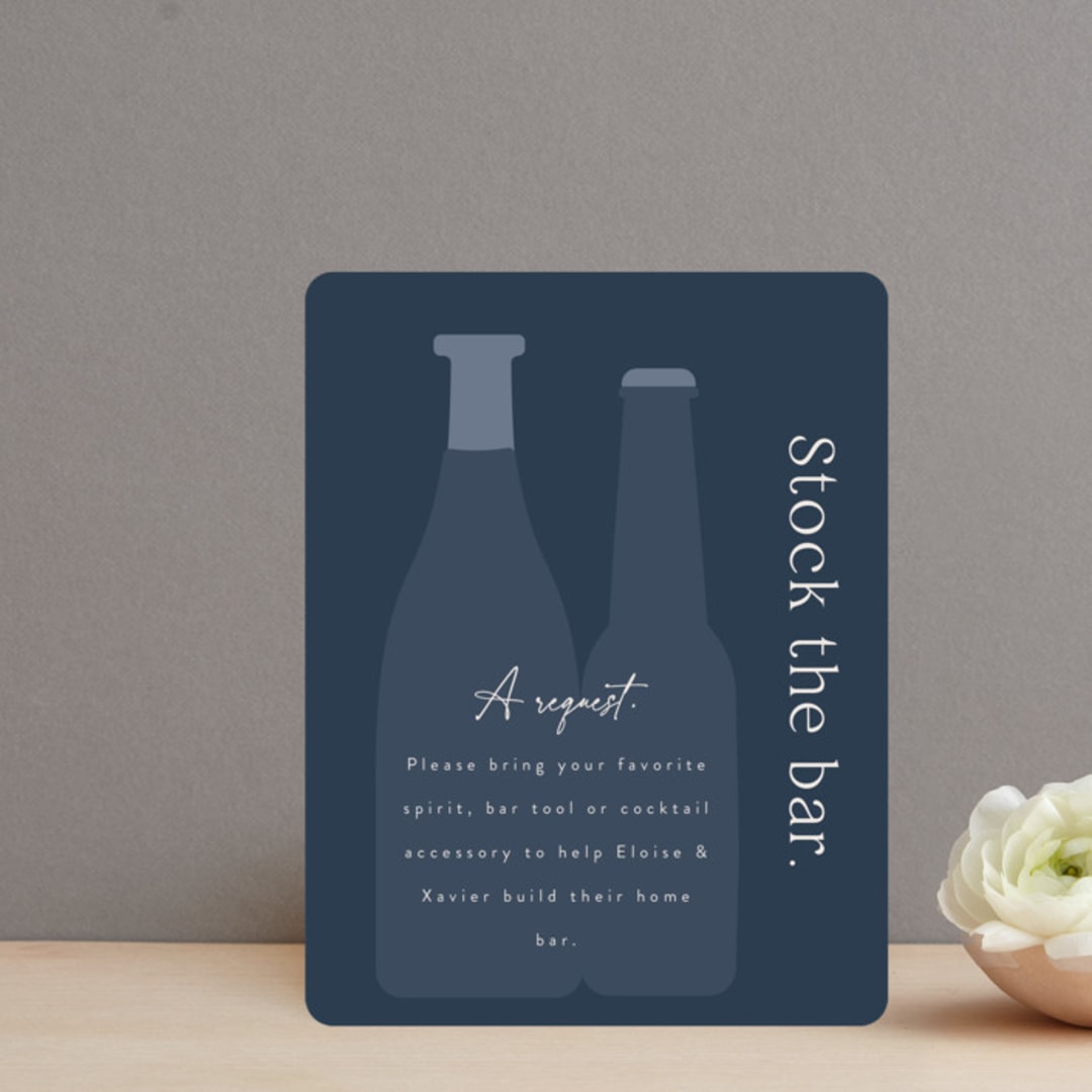 "Bubbles and Brews" - Bridal Shower Insert Cards in Midnight by Corinne Malesic - Front
