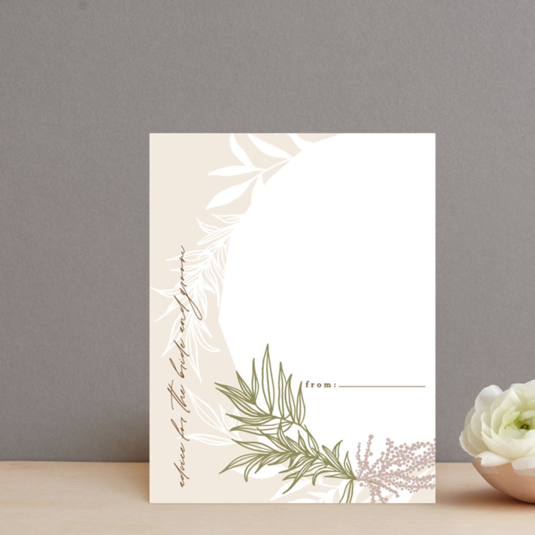 "Botanical Frame" - Bridal Shower Insert Cards in Taupe by Phrosné Barwood - Front