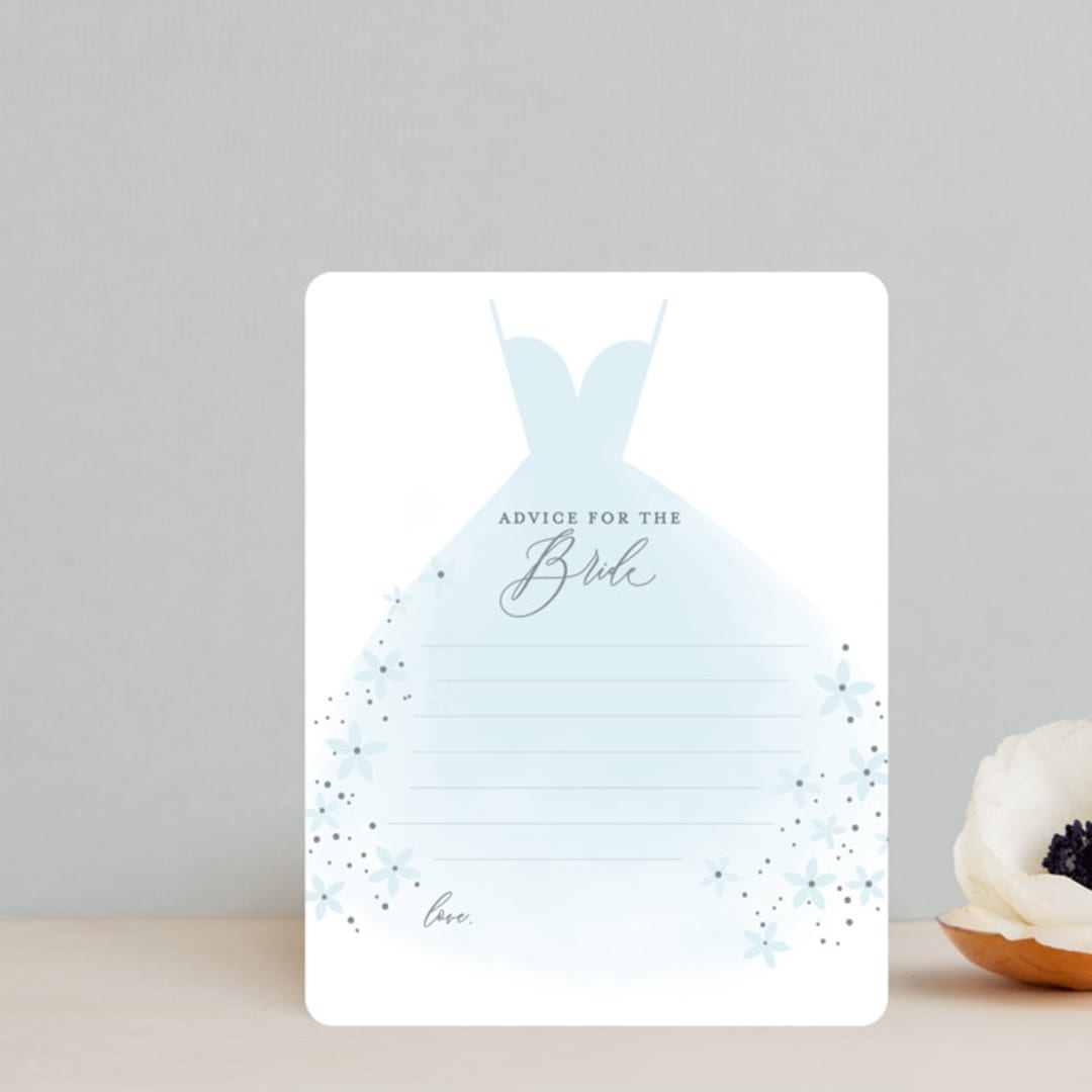 "Wedding Dress" - Bridal Shower Insert Cards in Cinderella Blue by Itsy Belle Studio - Front