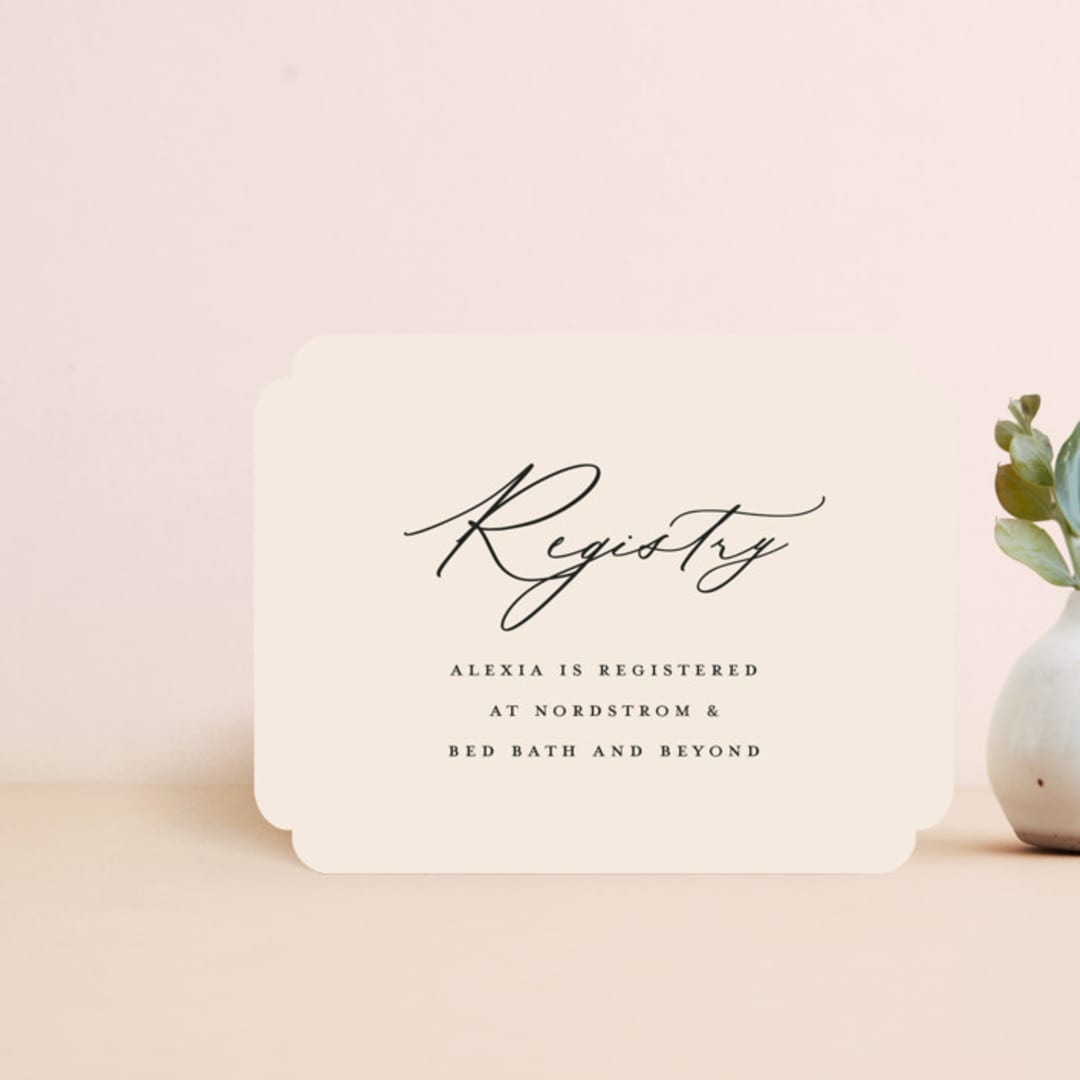 "Elegant Side" - Bridal Shower Insert Cards in Buttercream by Carolyn MacLaren - Front