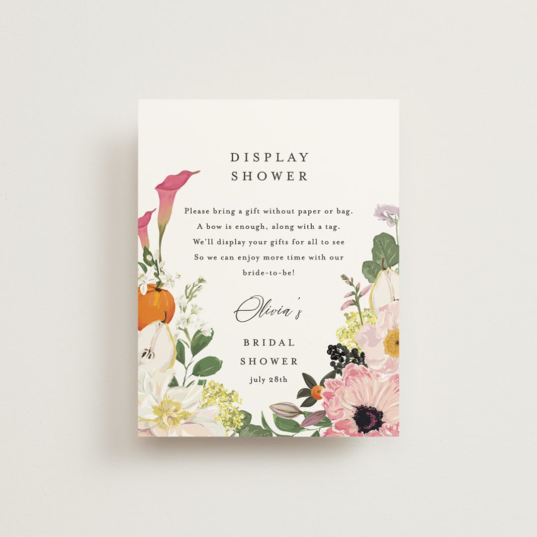 "Enchanted" - Bridal Shower Insert Cards in Peony by Susan Moyal - Front