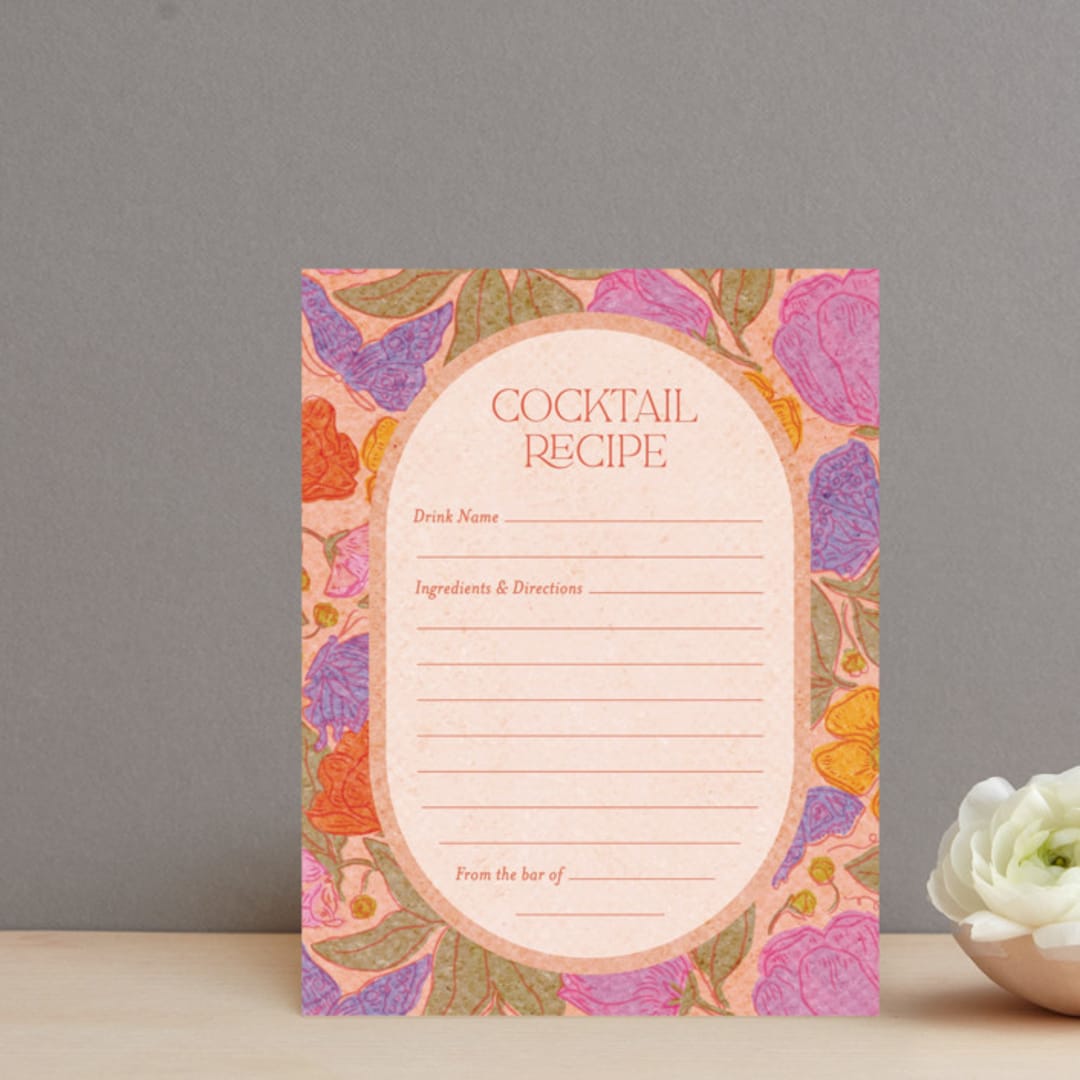 "Vintage Garden" - Bridal Shower Insert Cards in Peach by Simona Camp - Front