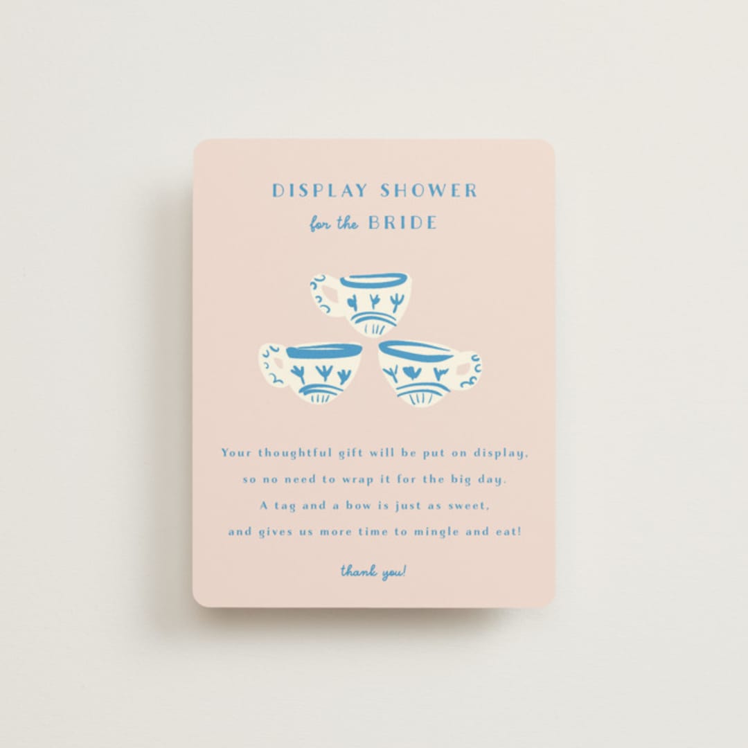 "China Tea Set" - Bridal Shower Insert Cards in Blush by Ani Somi - Front